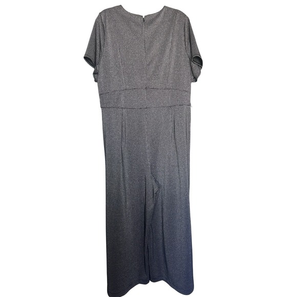 Lane Bryant Lena Shimmer Lurex Wide Leg Jumpsuit Black Silver Size 20 Pockets - Picture 5 of 11